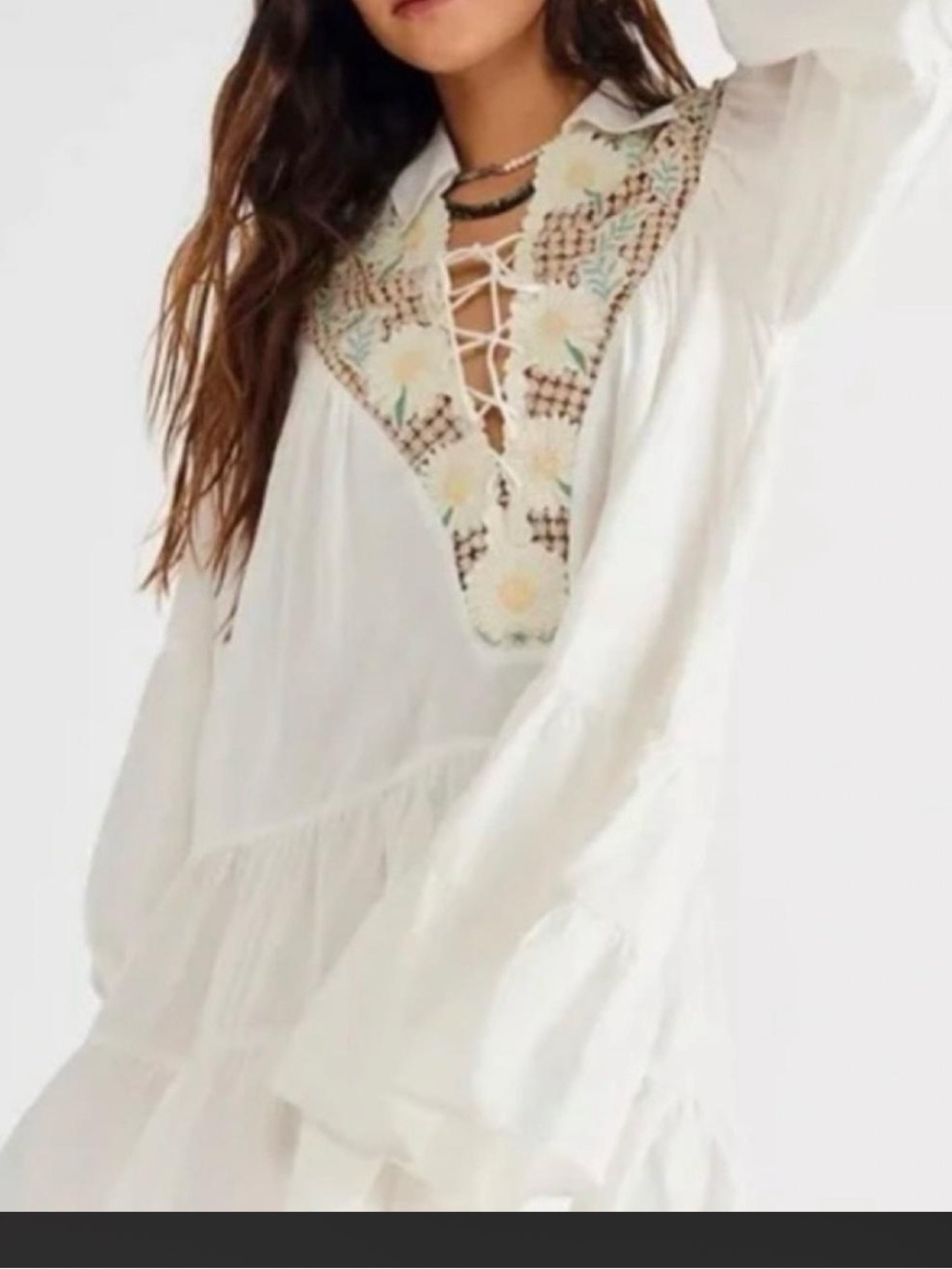 NWT Free people chain of daisies of embroidered ruffle dress size M